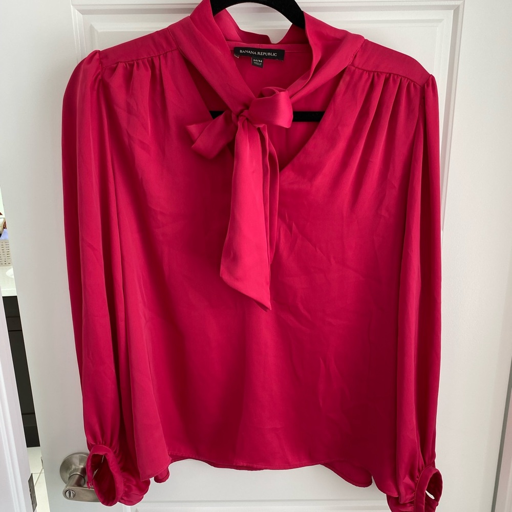 Bright Pink Neck-Tie Blouse